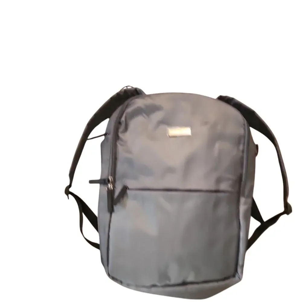 Gray Medium Backpack with Smooth Fabric and Classic Shape Pan Am